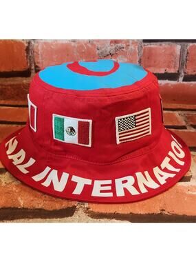 Cookies International Travelers Flags Bucket Hat Size S/M Multicolor Embroidery